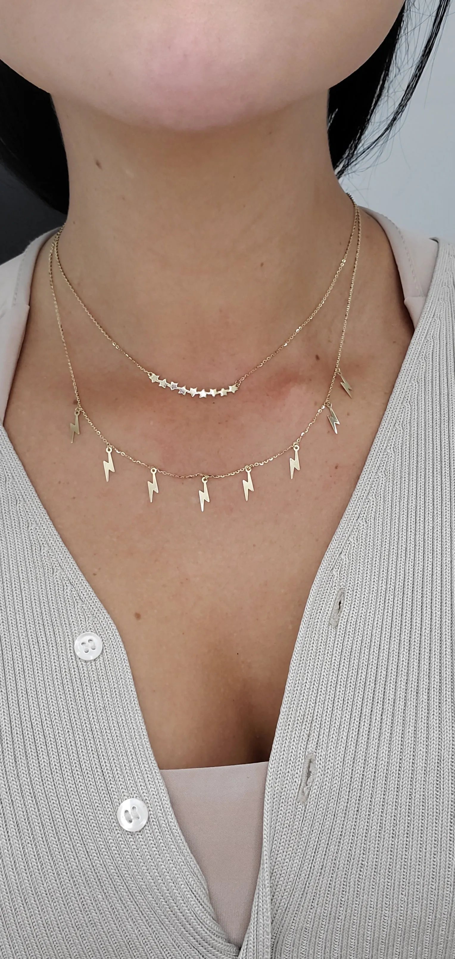 Multi-Dangle Lightning Bolt Choker Necklace