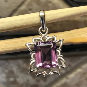 Natural 4ct Purple Amethyst 925 Solid Sterling Silver Pendant 28mm