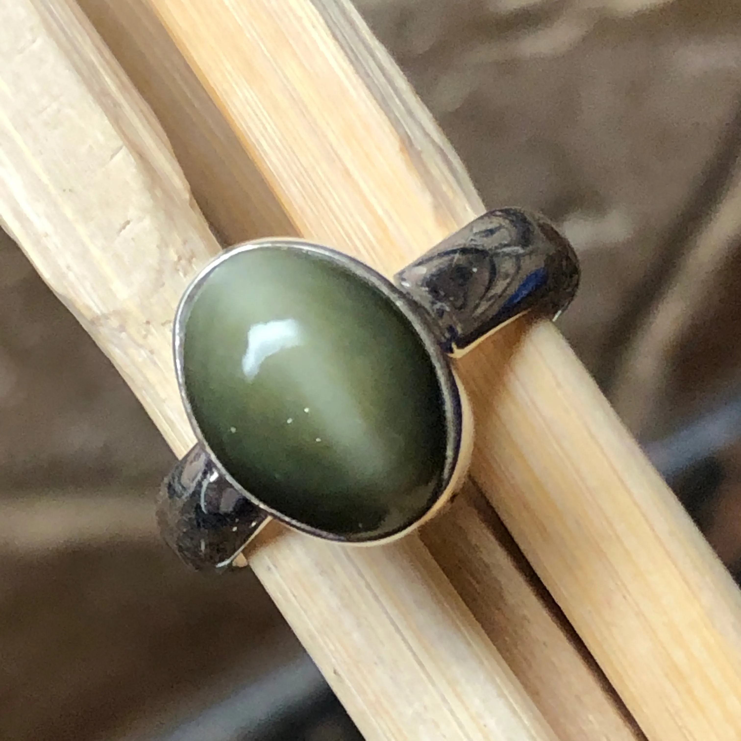 Natural Cat's Eye 925 Solid Sterling Silver Ring Size 5.75, 6, 6.75, 7, 8, 8.5, 8.75, 9, 9.25, 9.75, 10