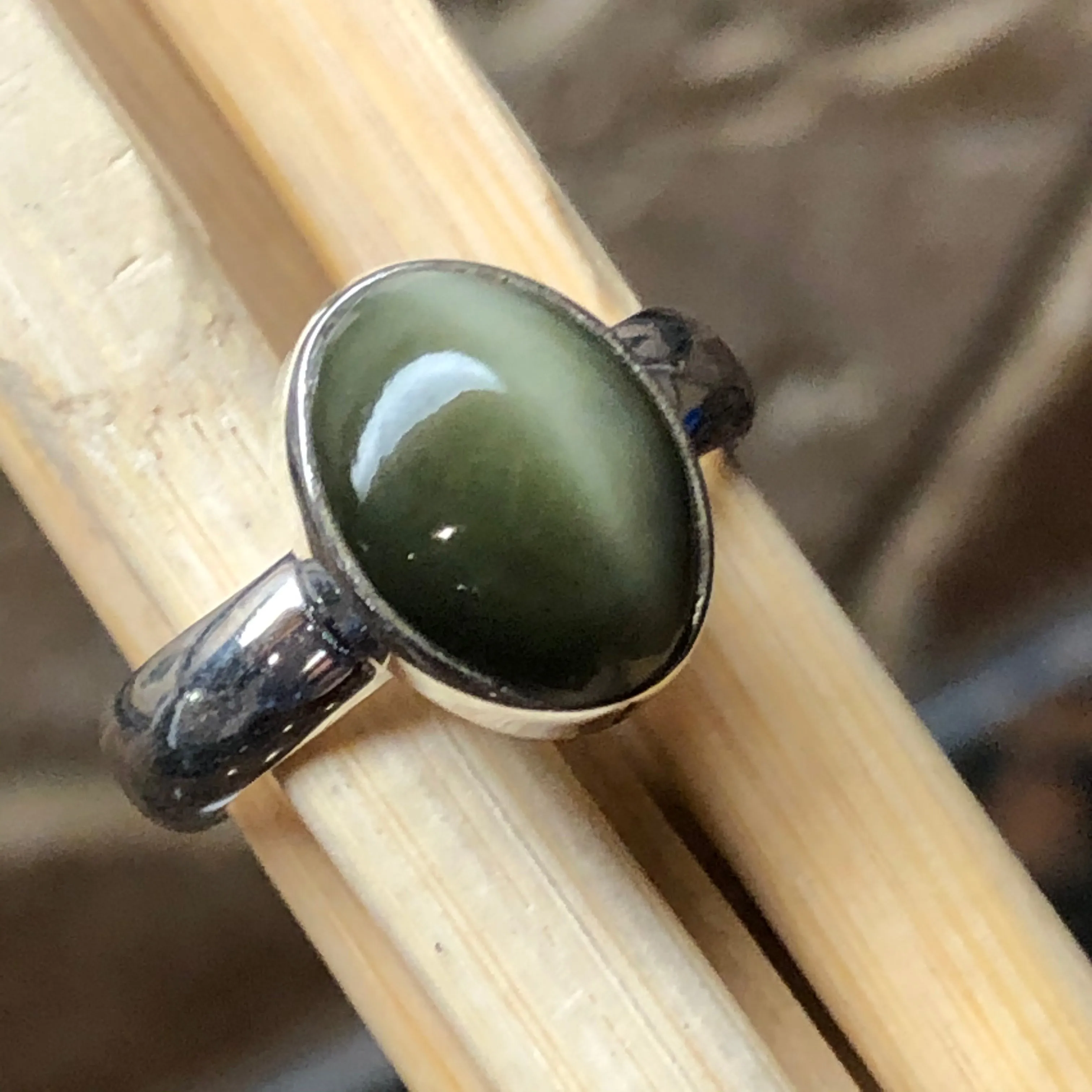 Natural Cat's Eye 925 Solid Sterling Silver Ring Size 5.75, 6, 6.75, 7, 8, 8.5, 8.75, 9, 9.25, 9.75, 10