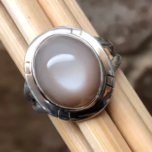 Natural Grey Orthoclase Moonstone 925 Sterling Silver Ring Size 9.5
