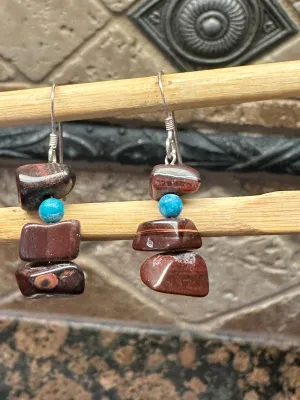 Natural Tiger's Eye 925 Sterling Silver Earrings 40mm