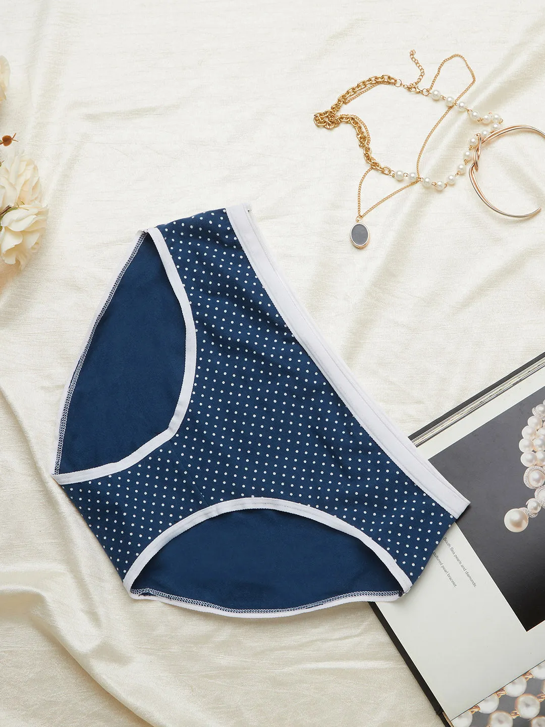 Navy Print & Sea Rose Daily Wear Bikini Panties Pack of 2 for Women - Zola