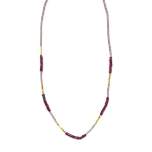 NEW! Ruby Beads with Pink Seed Bead Necklace and Gold Filled Clasps by Debbie Fisher