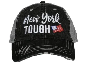 New York hats | New York Strong ~ New York Tough ~ Embroidered ~ Distressed trucker cap