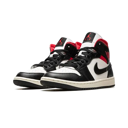 Nike Air Jordan 1 Mid 'Black Sail Gym Red' W