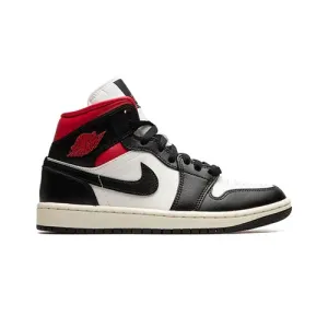 Nike Air Jordan 1 Mid 'Black Sail Gym Red' W