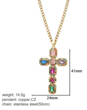 NK019GAC23049G3 - Embellished Cross Pendant