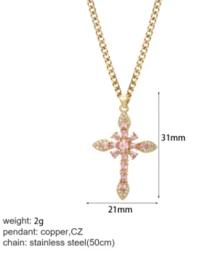 NK019GAC23049G7 - Embellished Cross Pendant