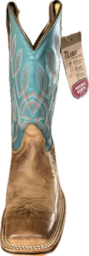 Nocona Women's Brown Square Toe with Turquoise Shaft