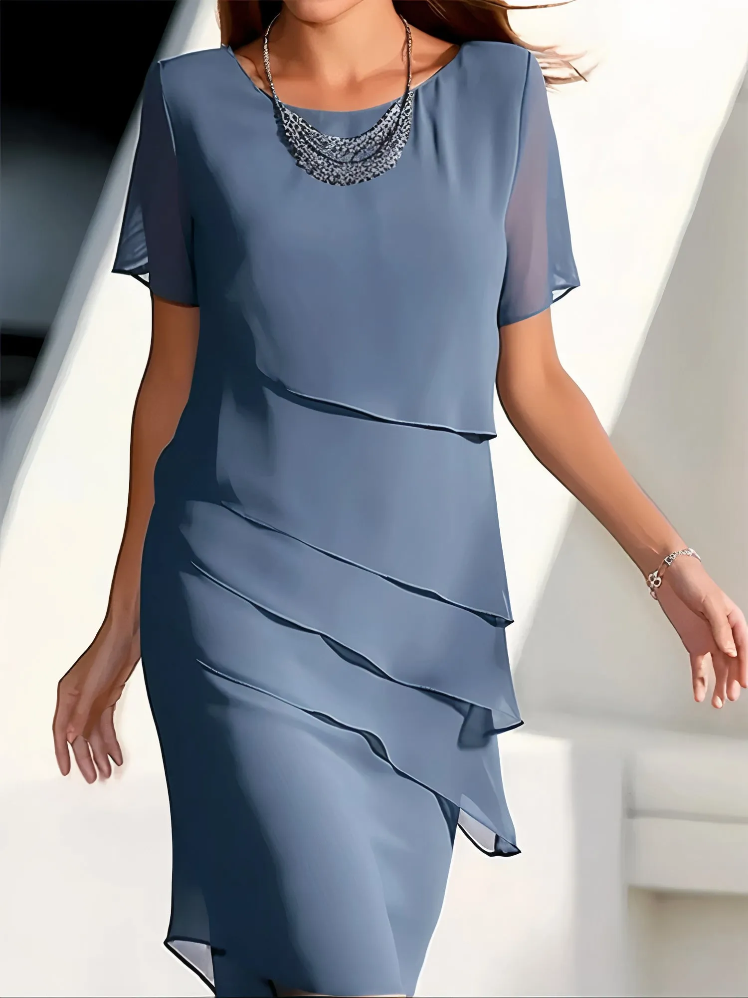 Nova® | Pleated Chiffon Dress