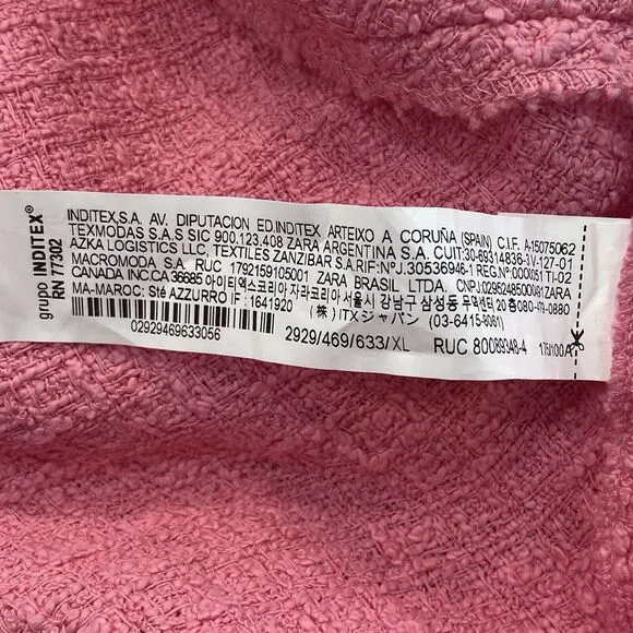 NWT ZARA Pink Tweed Flounce Feminine A-Line Maxi Long Skirt Women's Size XL