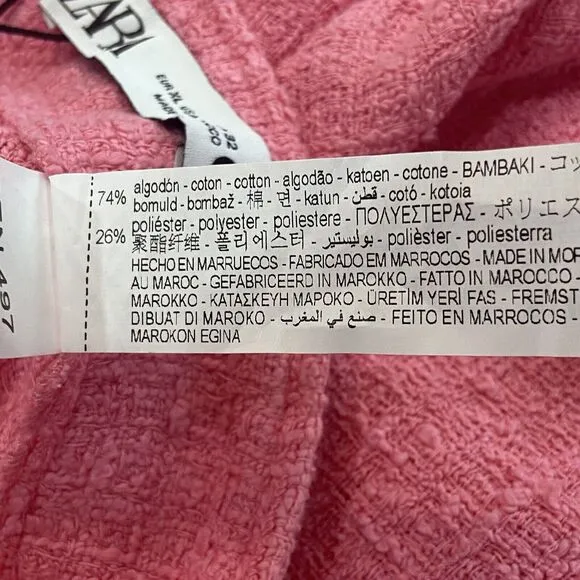 NWT ZARA Pink Tweed Flounce Feminine A-Line Maxi Long Skirt Women's Size XL