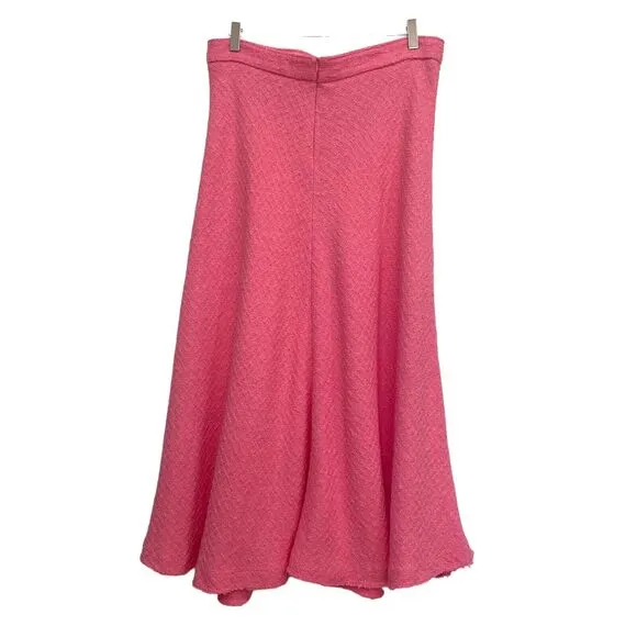 NWT ZARA Pink Tweed Flounce Feminine A-Line Maxi Long Skirt Women's Size XL