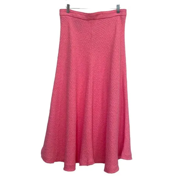 NWT ZARA Pink Tweed Flounce Feminine A-Line Maxi Long Skirt Women's Size XL