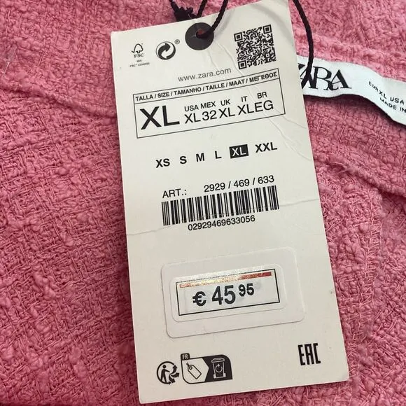 NWT ZARA Pink Tweed Flounce Feminine A-Line Maxi Long Skirt Women's Size XL