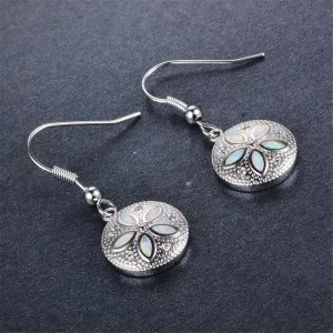 Opal & Cubic Zirconia Round Floral Drop Earrings