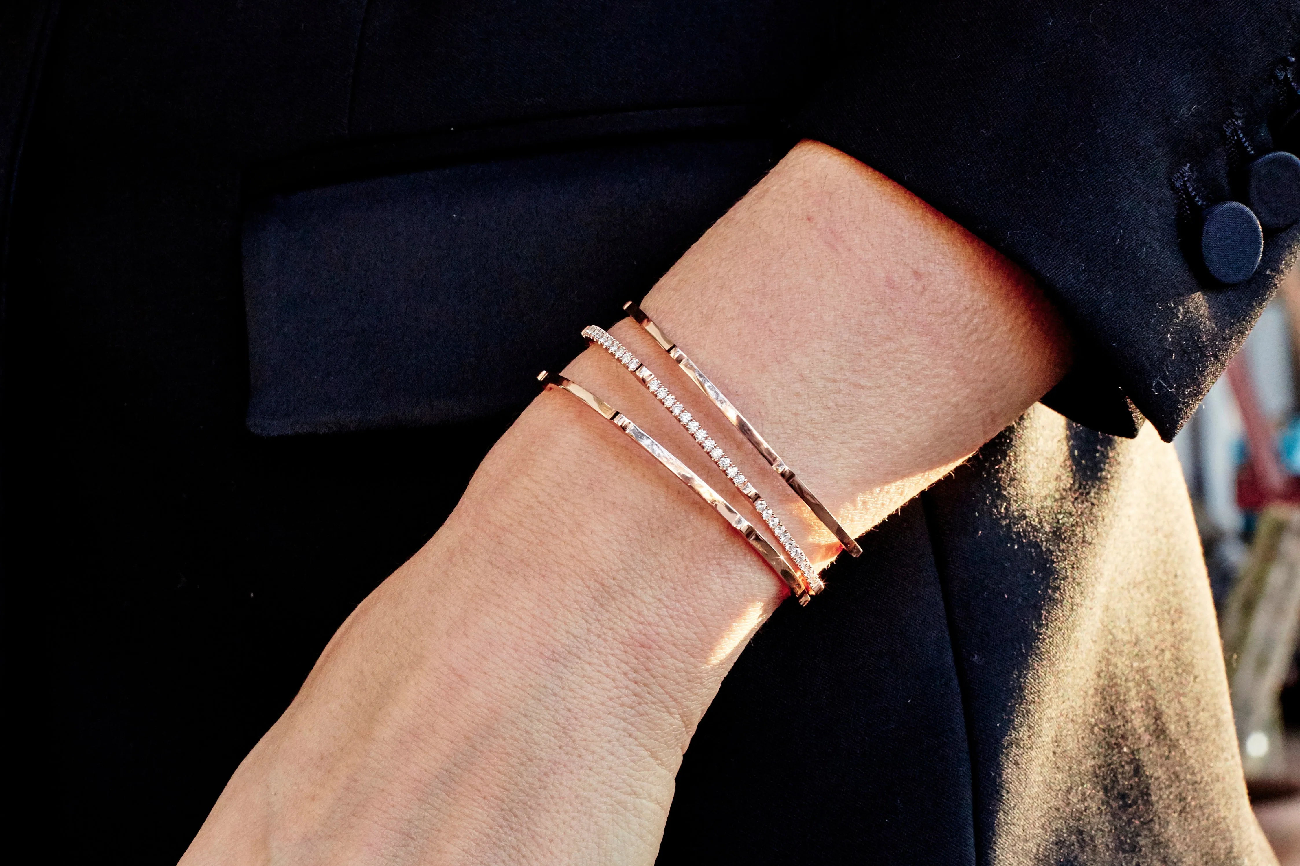 Open Gear Bangle | Rose Gold