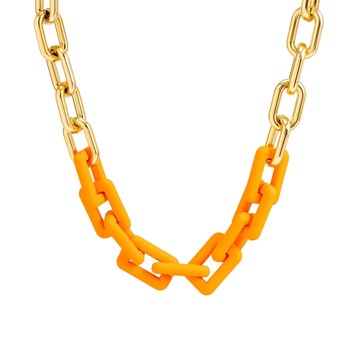 Orange Acrylic & 18K Gold-Plated Cable Chain Necklace