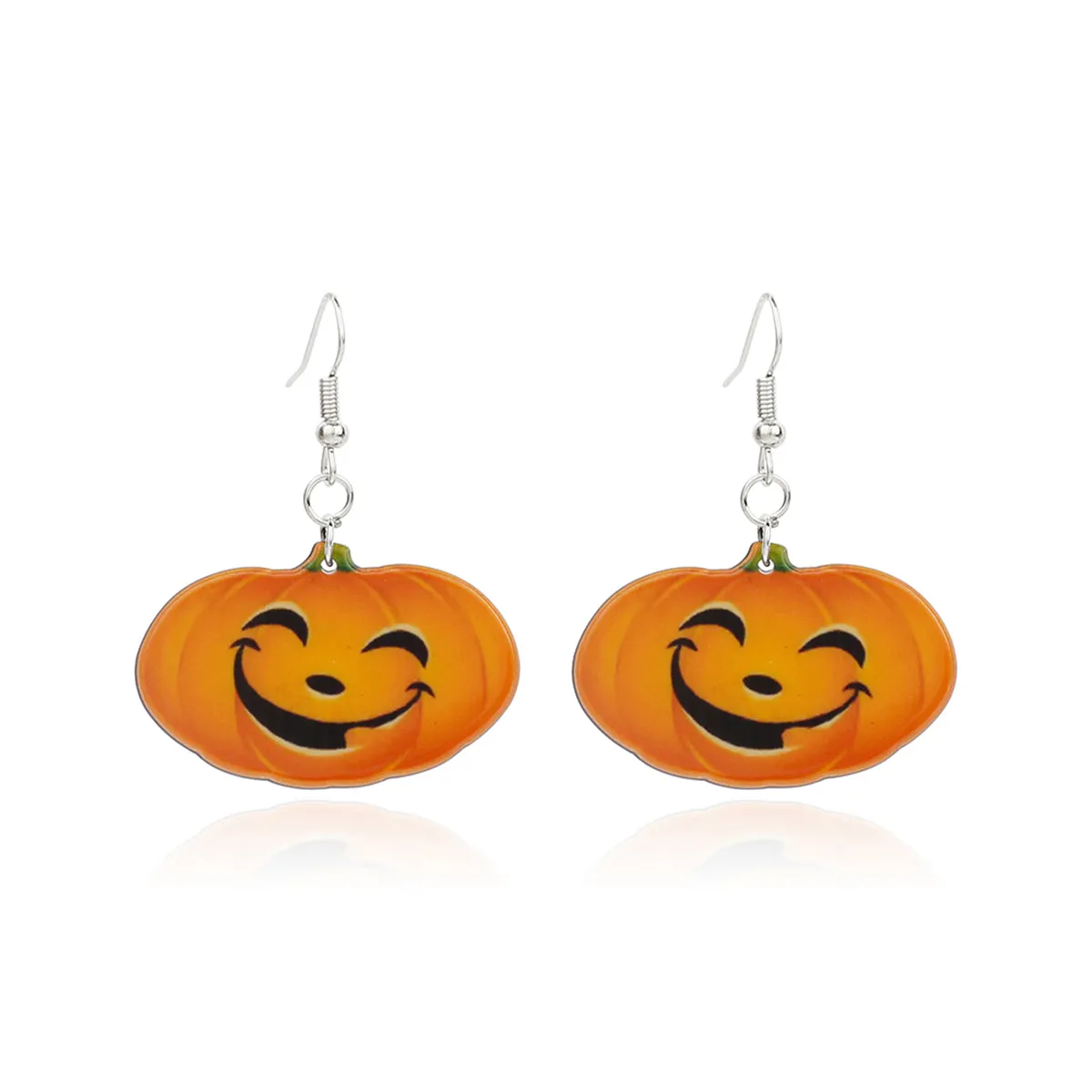 Orange Acrylic & Silver-Plated Pumpkin Drop Earrings