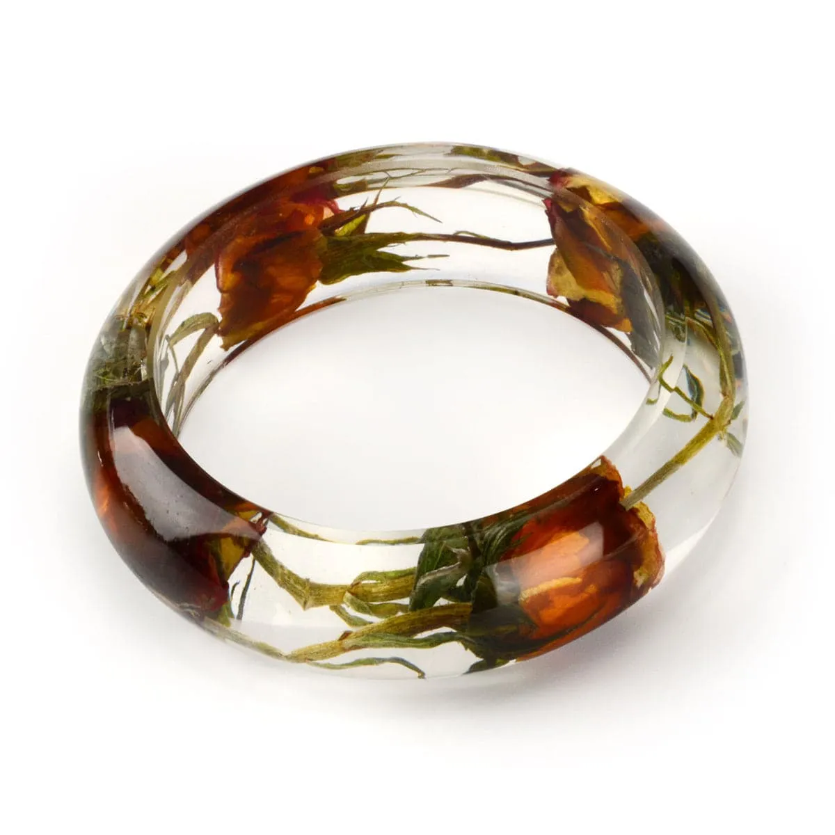 Orange & Green Dried Flower Bangle