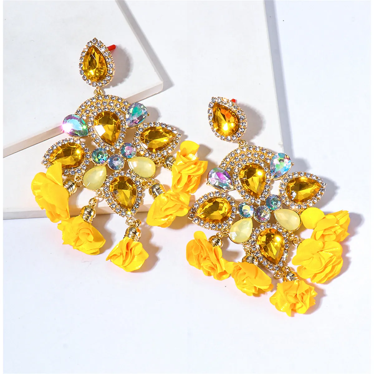 Orange Crystal & Cubic Zirconia Silk 18K Gold-Plated Tassel Drop Earrings