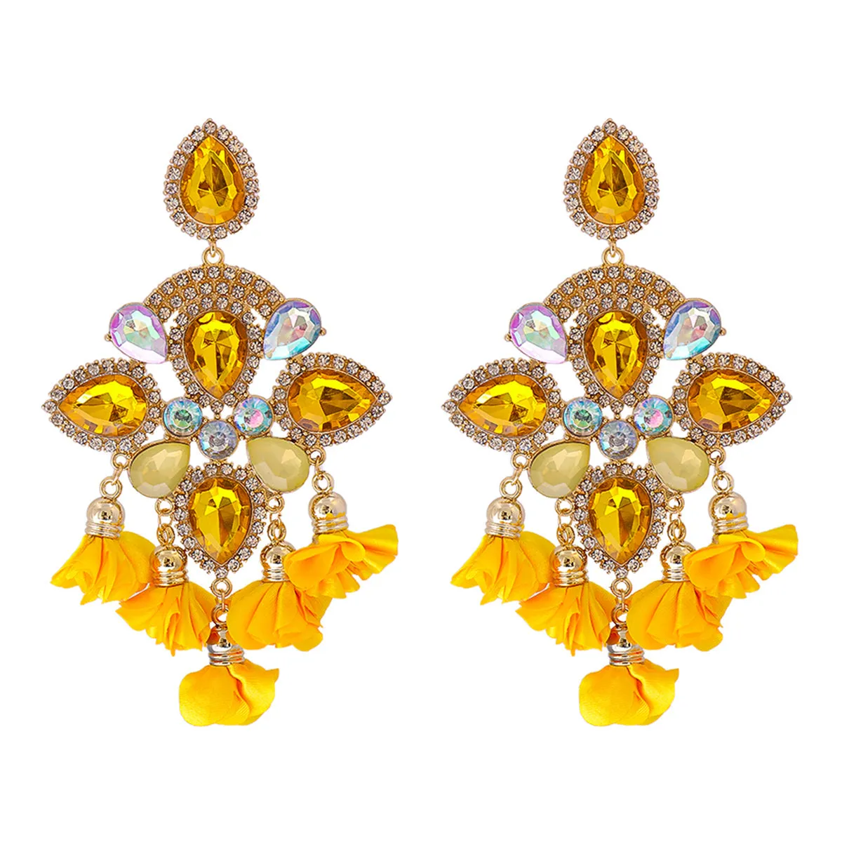 Orange Crystal & Cubic Zirconia Silk 18K Gold-Plated Tassel Drop Earrings