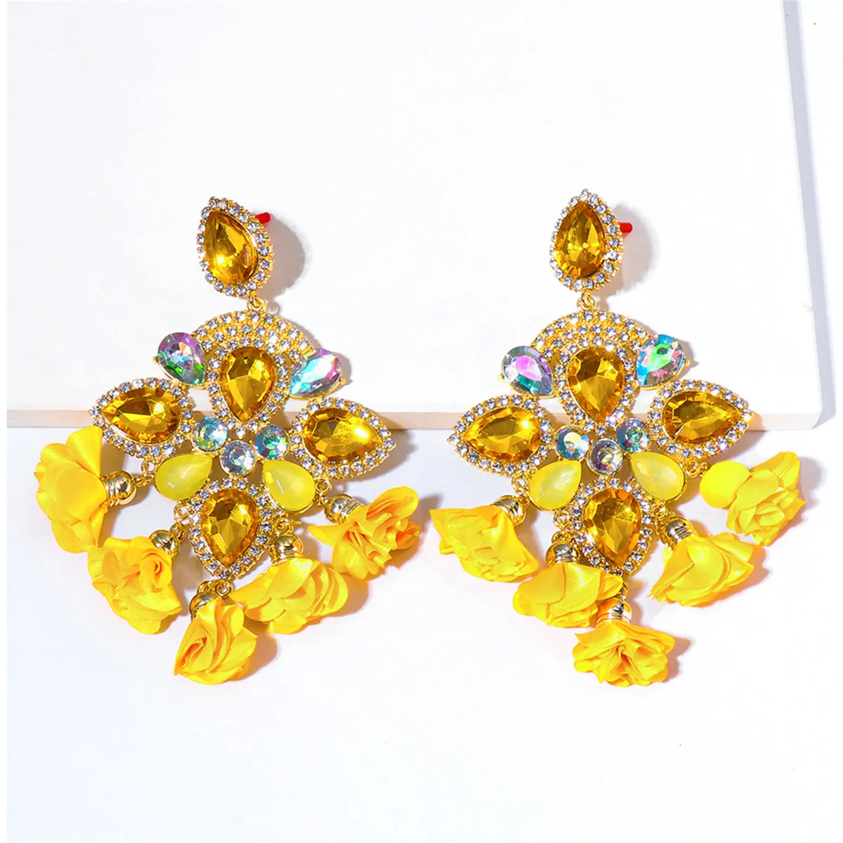 Orange Crystal & Cubic Zirconia Silk 18K Gold-Plated Tassel Drop Earrings