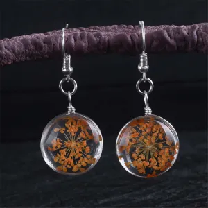 Orange Gypsophila Drop Earrings