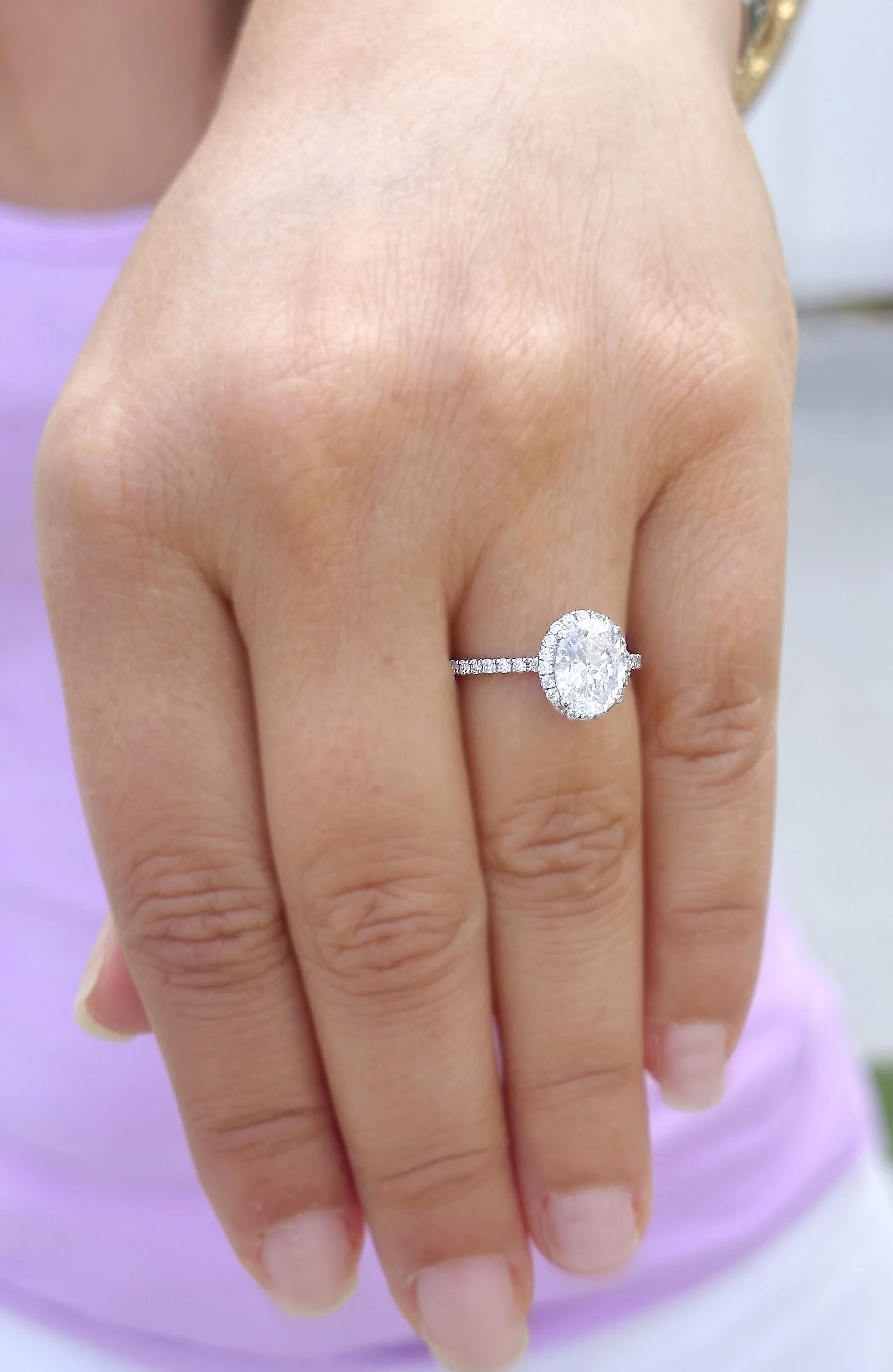Oval Cut And Round Cut Sides IGI Certified 14k Solid White Gold Diamond Engagement Ring Halo Style Wedding Ring Women's Bridal Ring 2.50ctw