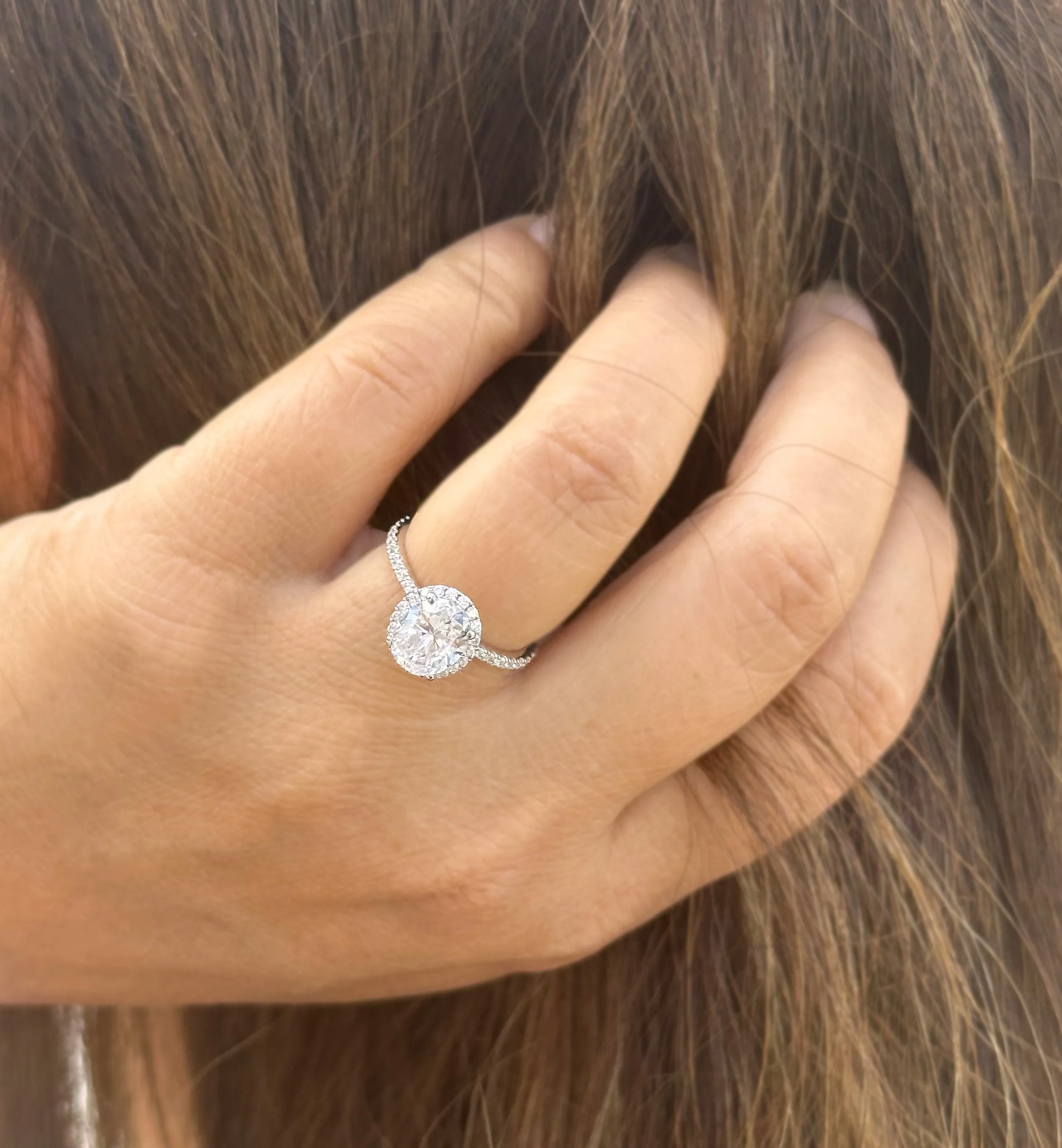 Oval Cut And Round Cut Sides IGI Certified 14k Solid White Gold Diamond Engagement Ring Halo Style Wedding Ring Women's Bridal Ring 2.50ctw