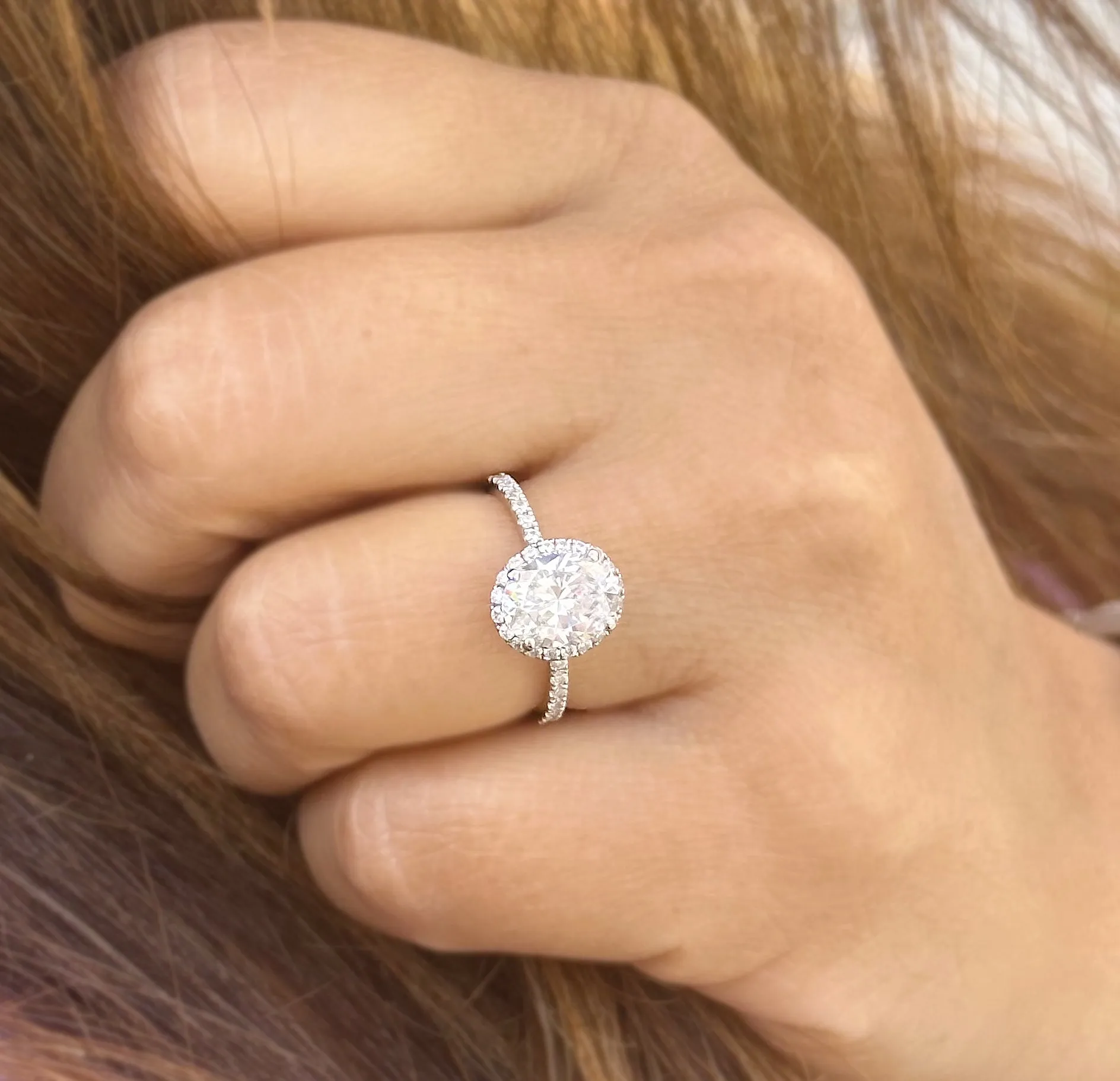 Oval Cut And Round Cut Sides IGI Certified 14k Solid White Gold Diamond Engagement Ring Halo Style Wedding Ring Women's Bridal Ring 2.50ctw