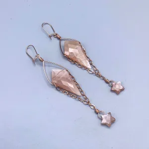Peach Moonstones Gemstone Star  w/ 14 kt Rose GF earrings