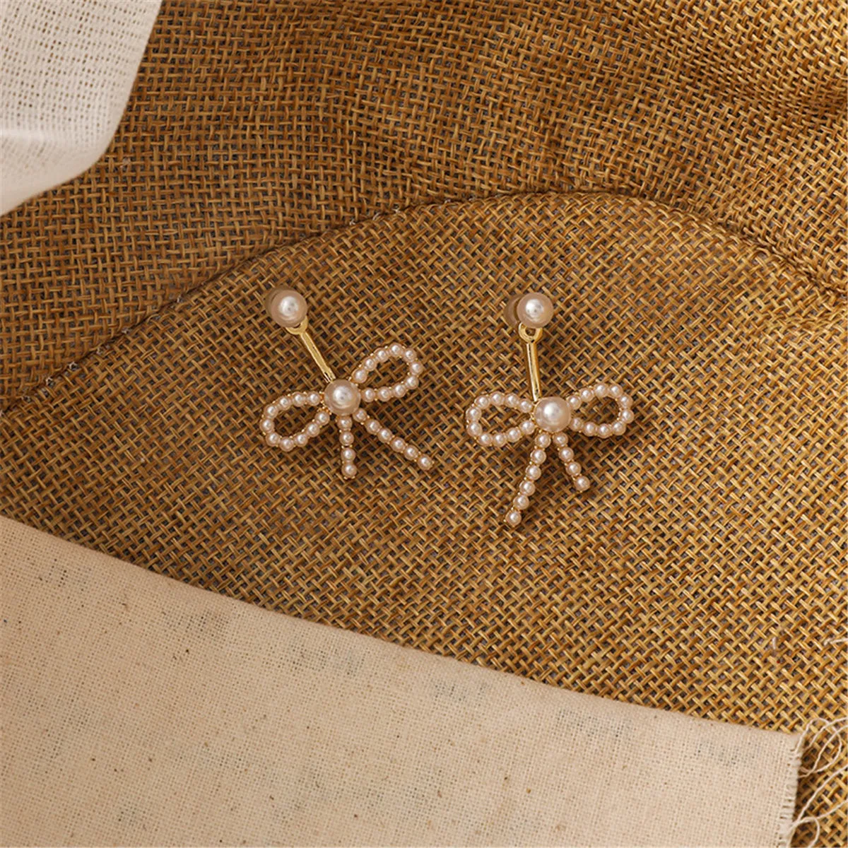 Pearl & 18K Gold-Plated Bow Ear Jackets