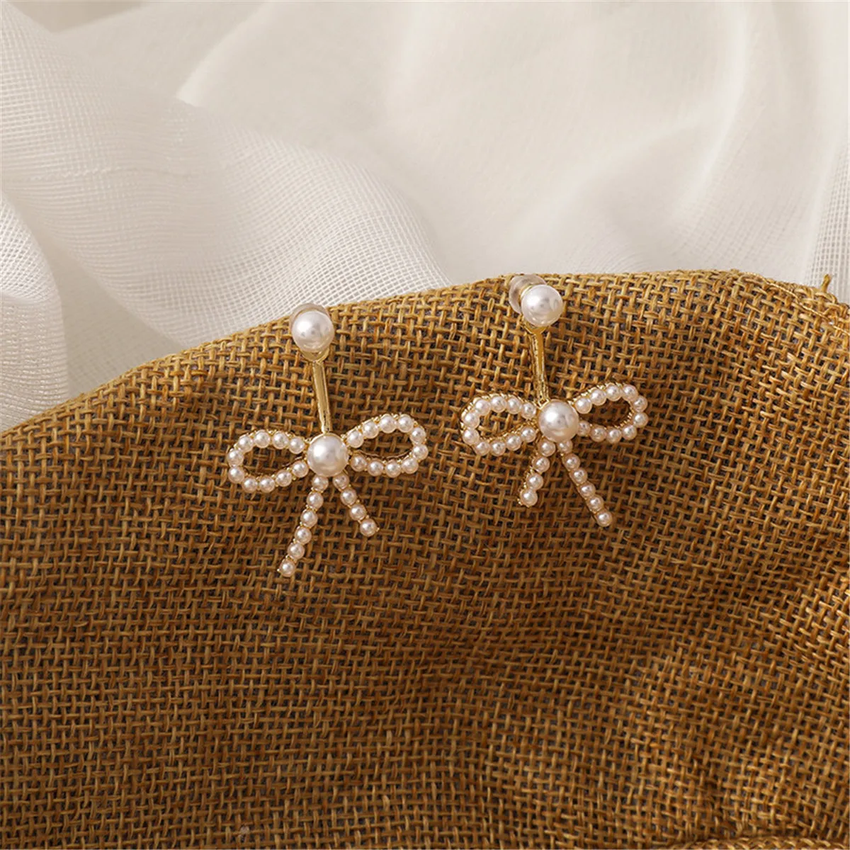 Pearl & 18K Gold-Plated Bow Ear Jackets