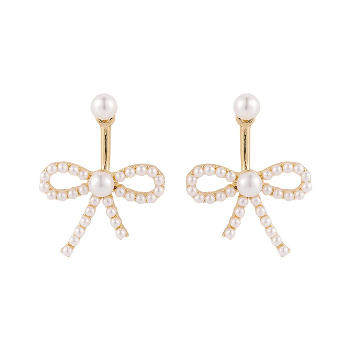 Pearl & 18K Gold-Plated Bow Ear Jackets