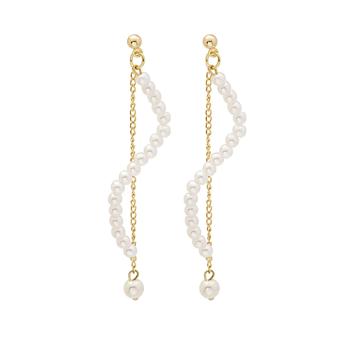 Pearl & 18K Gold-Plated Chain Dangle Earring