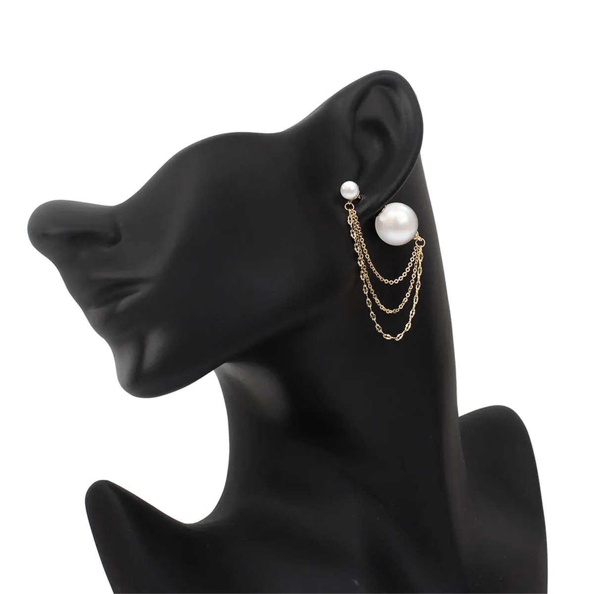 Pearl & 18K Gold-Plated Chains Ear Jackets