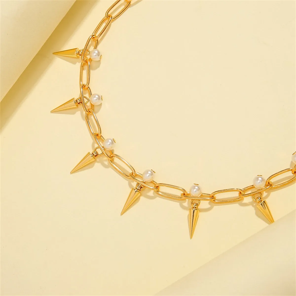 Pearl & 18K Gold-Plated Cone Collar Necklace