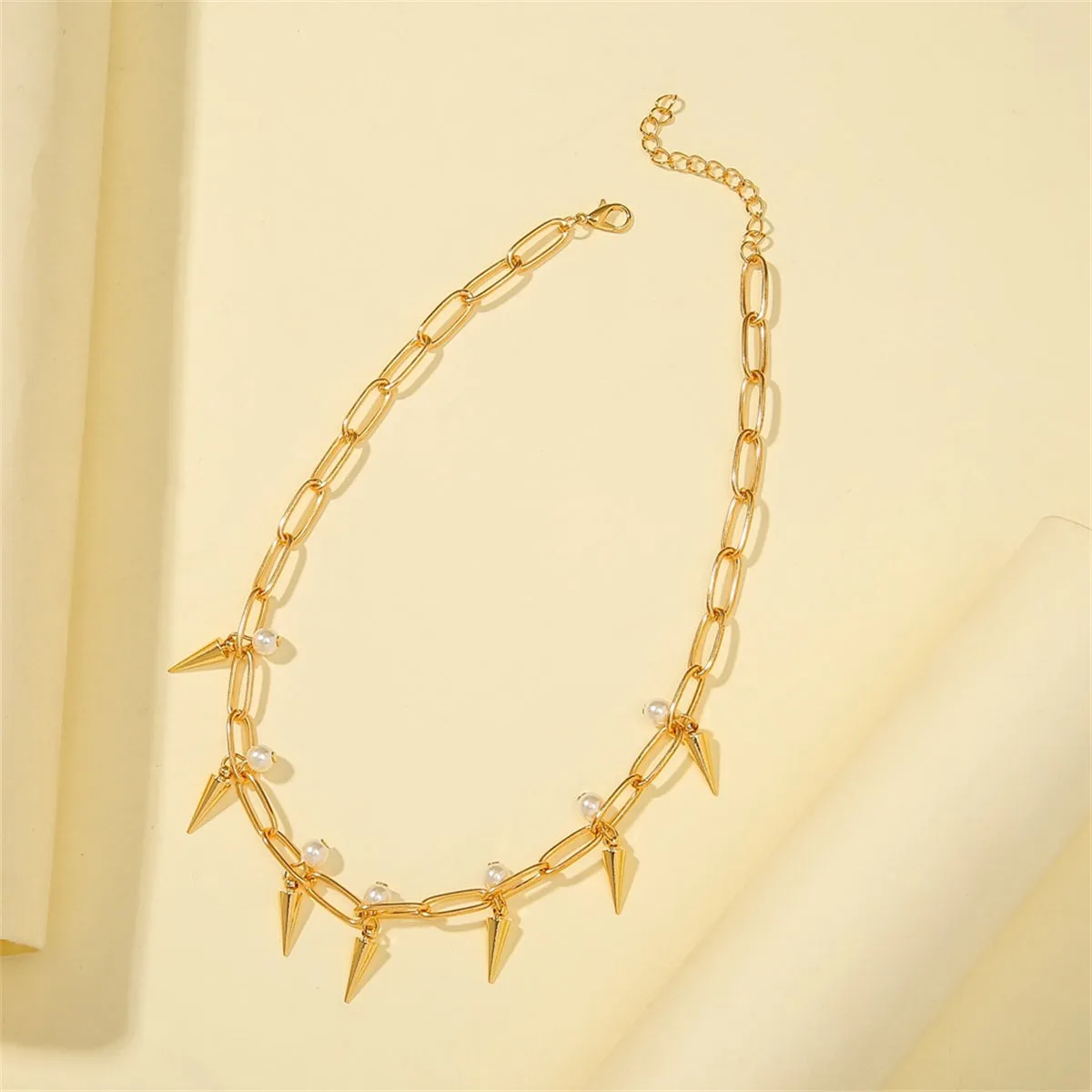 Pearl & 18K Gold-Plated Cone Collar Necklace