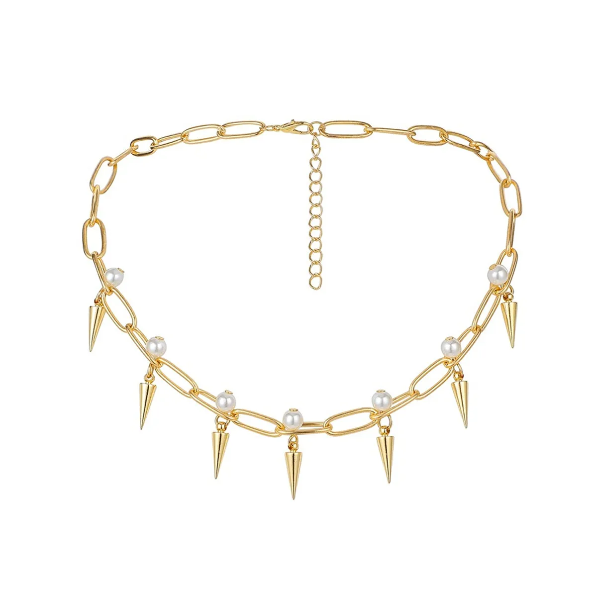 Pearl & 18K Gold-Plated Cone Collar Necklace
