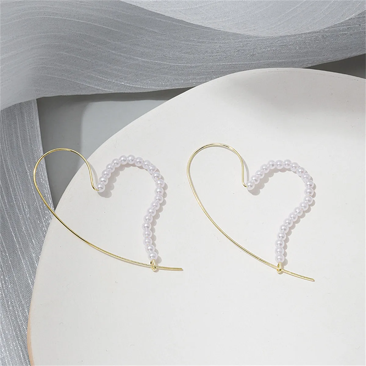 Pearl & 18K Gold-Plated Heart Hoop Earring