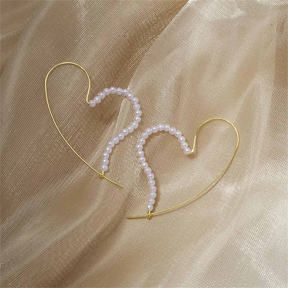 Pearl & 18K Gold-Plated Heart Hoop Earring