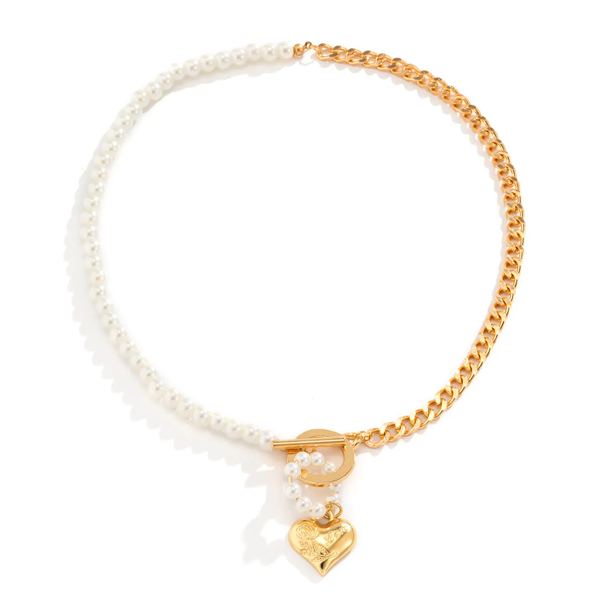 Pearl & 18K Gold-Plated Heart Pendant Necklace