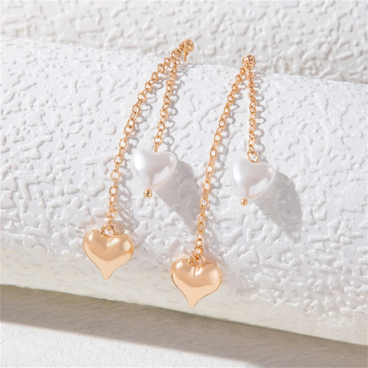 Pearl & 18K Gold-Plated Heart Tassel Drop Earrings