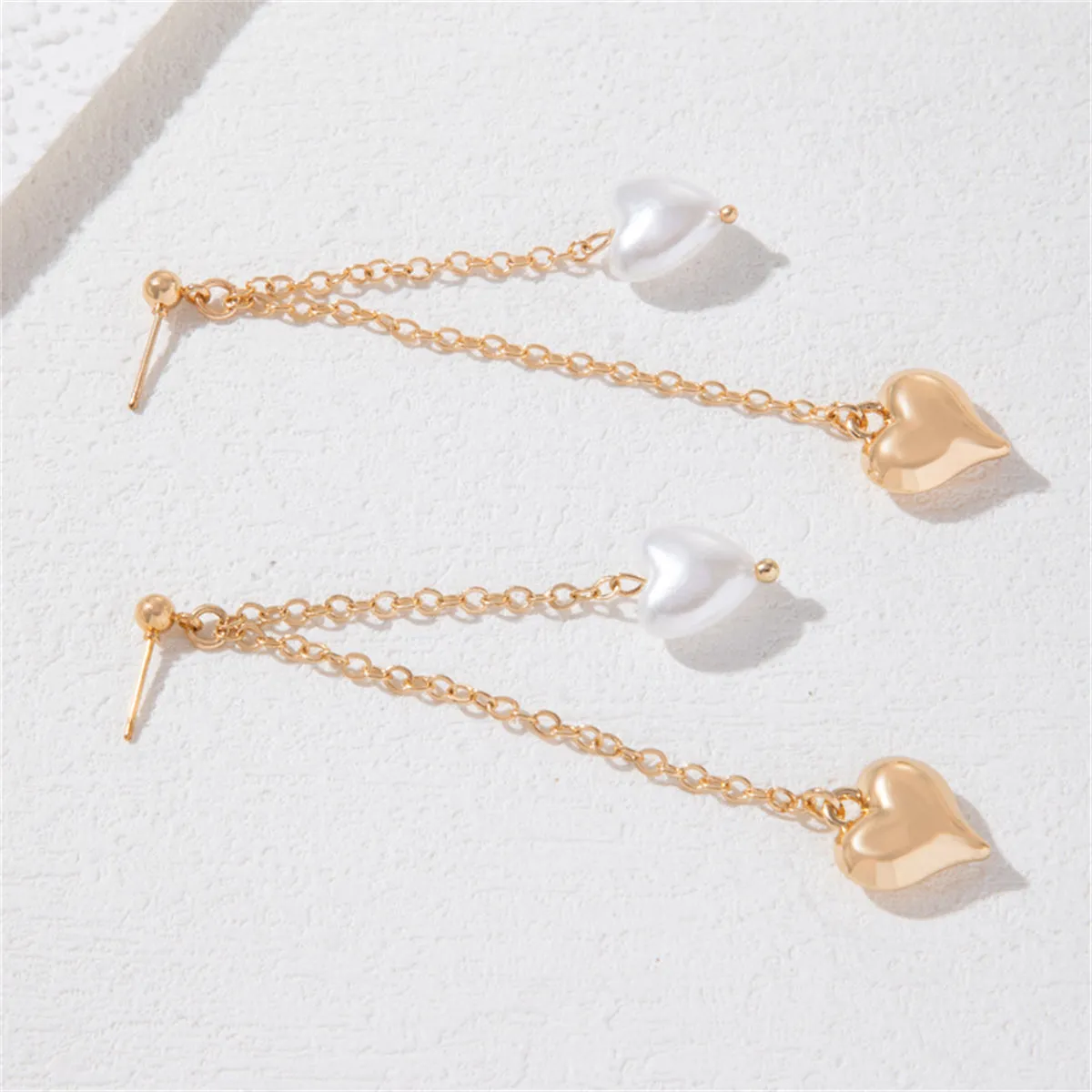 Pearl & 18K Gold-Plated Heart Tassel Drop Earrings