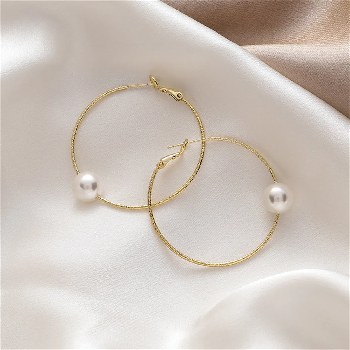 Pearl & 18K Gold-Plated Hoop Earrings