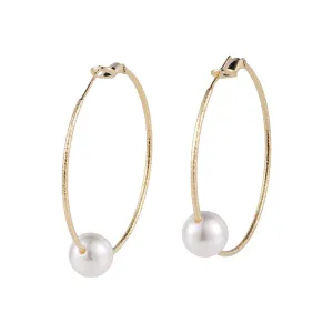 Pearl & 18K Gold-Plated Hoop Earrings