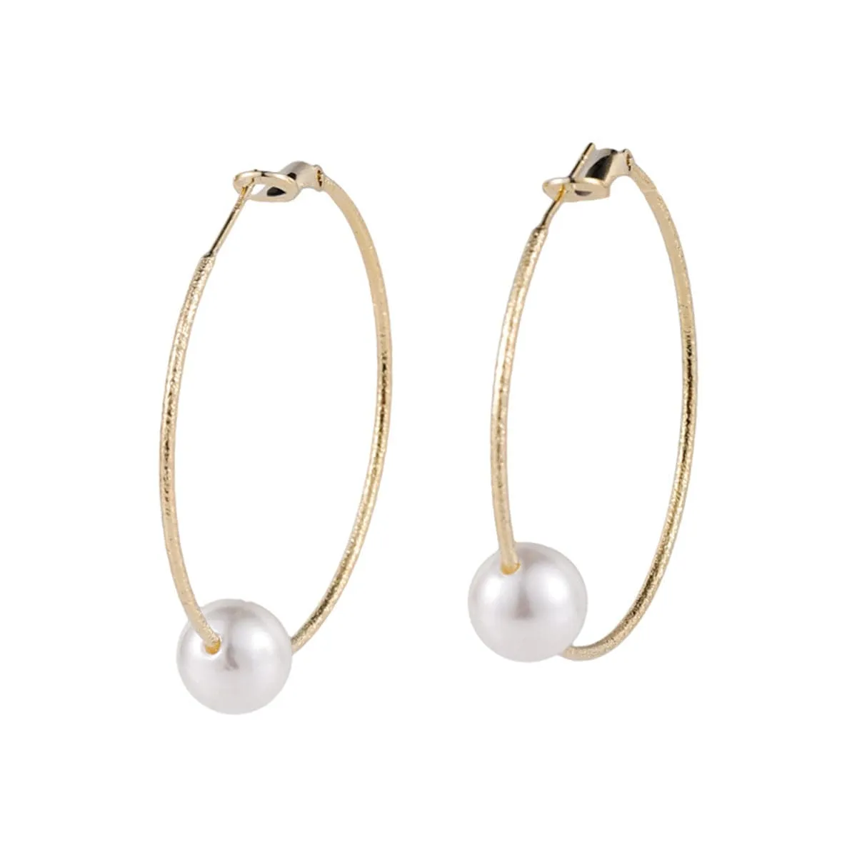 Pearl & 18K Gold-Plated Hoop Earrings