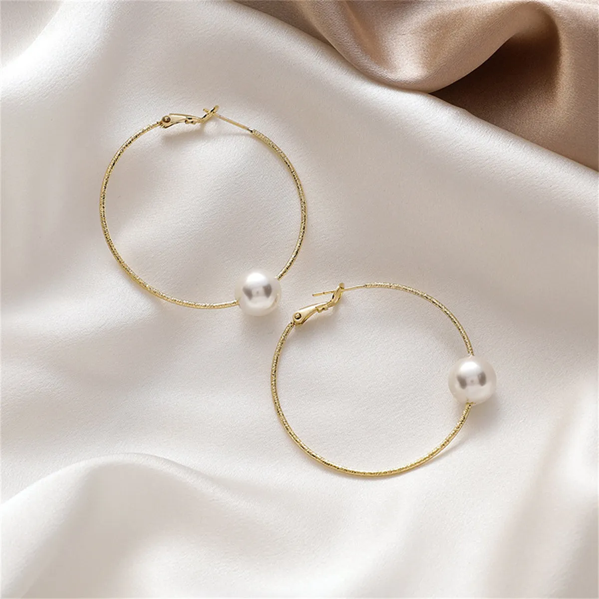 Pearl & 18K Gold-Plated Hoop Earrings